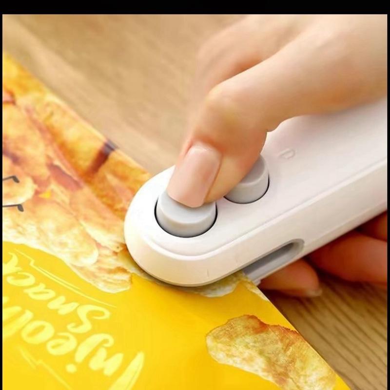 Mini snack bag sealing machine,2 in 1 heat USB rechargeable snack bag selaer,plastic Electric bag sealers, keep food fresh. Portable Sealer Picnics.