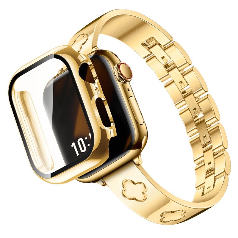 Missair Luxury Band & PC Cover Case Solid Compatible with Apple Watch 40/41/42/44/45/46/49mm Adjustable Straps Protective Wearable Accessories Elegant Gift Choice