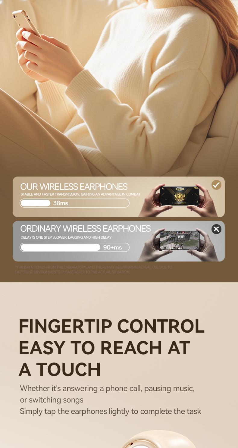 Acer OHR513 Wireless Earphone,In-ear Design Earphones with Digital Cal, LongStandby Headset for Men & Women, Audio Earbud Electronic ear headphone fast charge Black