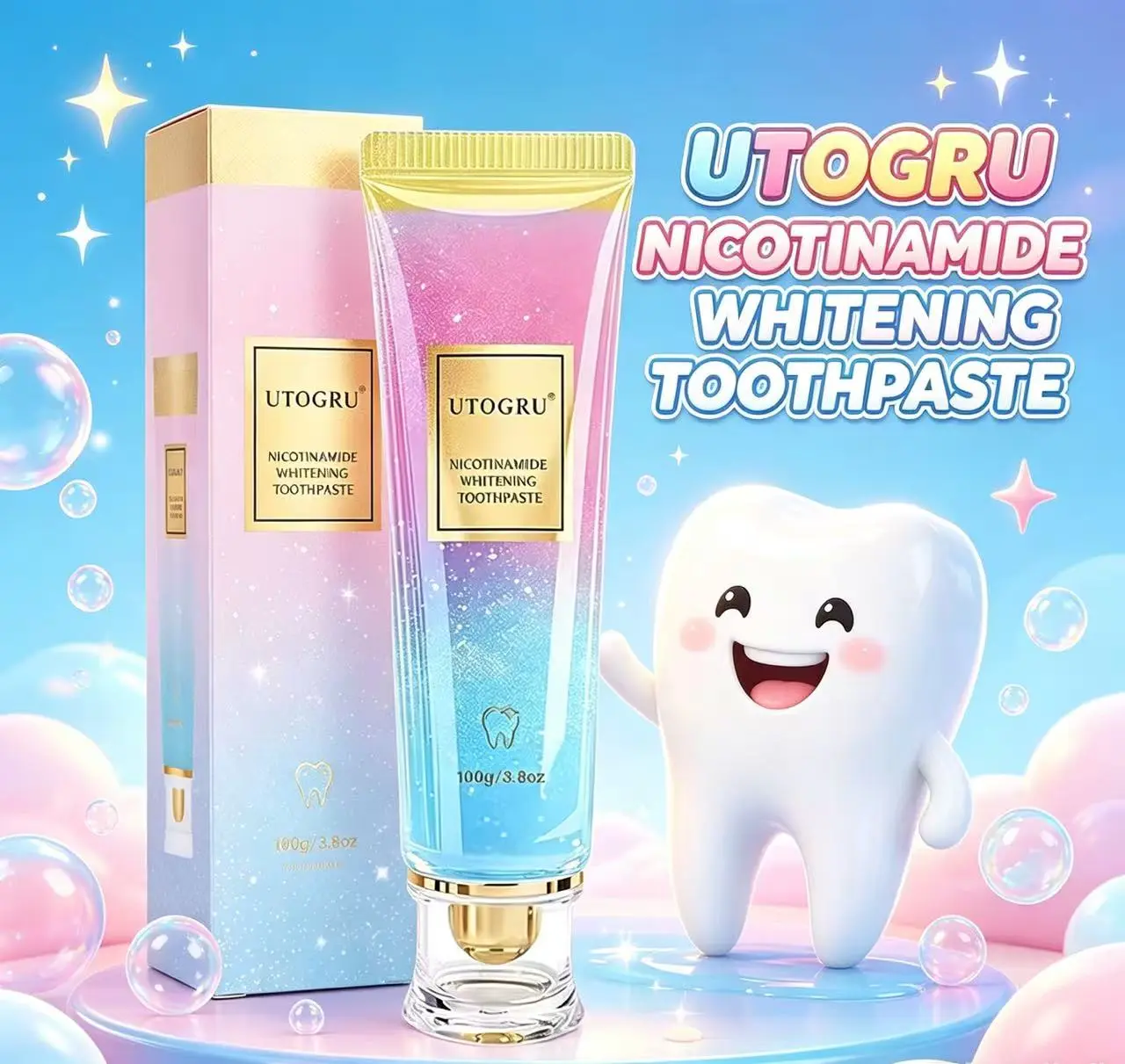 UTOGRU Premium Nicotinamide Whitening Toothpaste - Luxe Oral Care for a Brighter Smile