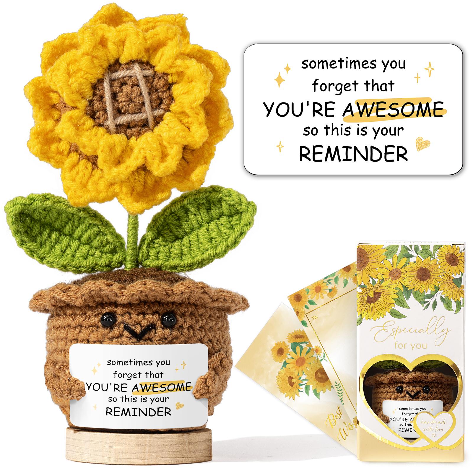 Mayicivo Easter Emotional Support Crochet Sunflower – Inspirational Easter Gift for Women, Friends & Coworkers