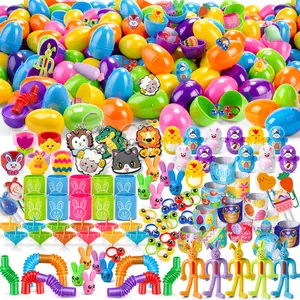 100PCS Prefilled Easter Eggs with Toys for Kids Easter Egg Hunt Party Favors Easter Basket Stuffers Fillers Kids Boys Girls Basket Stuffers for Toddlers 1-3 Classroom Prize 3-8