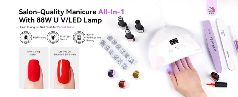 SAVILAND Essentials Acrylic Nail Kit – All-in-1 Set with Lamp EMA Monomer Gel Polish Nail Drill Cuticle Remover for Home DIY Starters