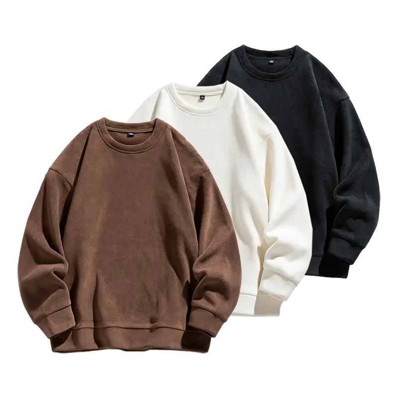 Men's Plain Classic Polar Fleece Pullover - Athletic Long Men's Sweatshirts, Unisex Crew Neck Fitted Polyester Menswear Top, Warm Pull-On Casual Autumn Winter Streetwear for Valentine's Day