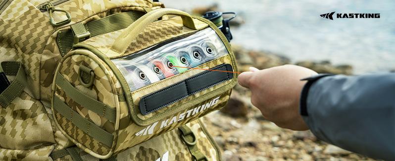 KastKing BaitSpace Line Management Bag, Fishing Line Storage Bag with Water Resistant Nylon, Clear View Window, Removable Divider for Up to 10 Spools, Tangle-free Leader Line Holder
