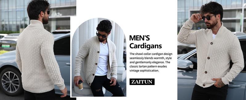 Zaitun Men's New Fashion Sweater Cardigan, Warm Knitwear for Fall & Winter, Stylish High-End Feel, Perfect for Casual Wear