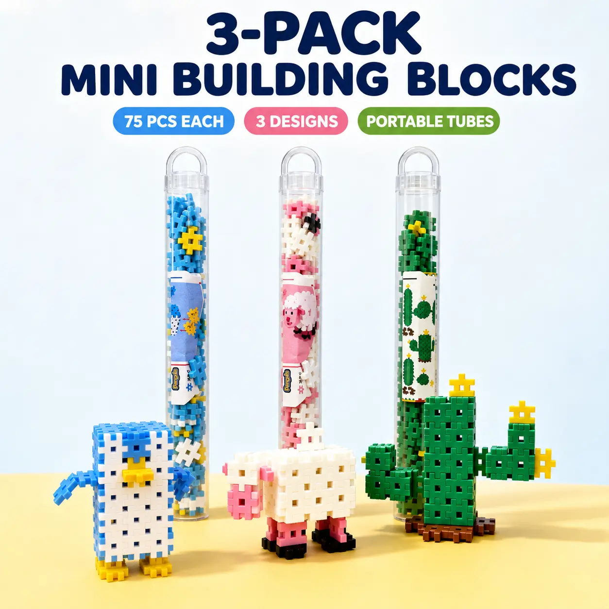 3 Pack Mini Interlocking Building Blocks Set 225 PCS STEM Building Toys Creative Construction Blocks Educational Toys for Kids Ages 5+ Travel Toys Birthday Gifts