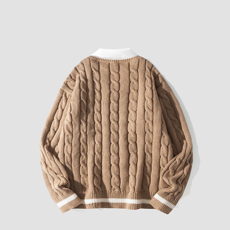 2026 #Springfresh Autumn Winter Men's Polyester Cable-Knit Sweater Soft Skin-Friendly Trendy Casual Formal Shirt Collar Pullover