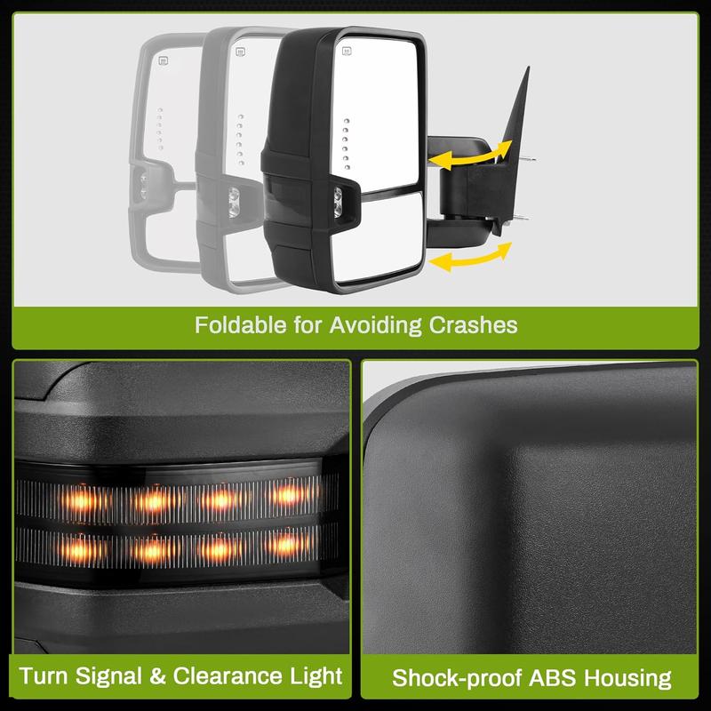 YITAMOTOR Towing Mirrors Compatible with 2014-2018 Silverado Sierra 1500 2500HD 3500HD Power Heated Smoke LED Turn Signal Manual Telescoping Folding Clearance Light Reverse Light Black Housing Car Accessories Auto Parts YITAMOTOR Towing Mirrors Compatible with 2014-2018 Silverado Sierra 1500 2500HD 3500HD Power Heated Smoke LED Turn Signal Manual Telescoping Folding Clearance Light Reverse Light Black Housing Car Accessories Auto Parts