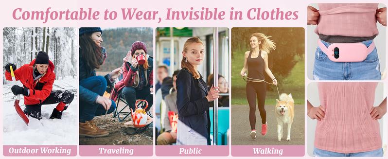 Portable Heating Pad for Cramps FSA HSA Cordless Electric Period Fast Heat Pad for Back Pain Relief Menstrual Belt 6 Heat 6 Massage Valentine's Day Gifts for Women Girl Her Girlfriend Lightweight Fast Heating USB Rechargeable Massagers