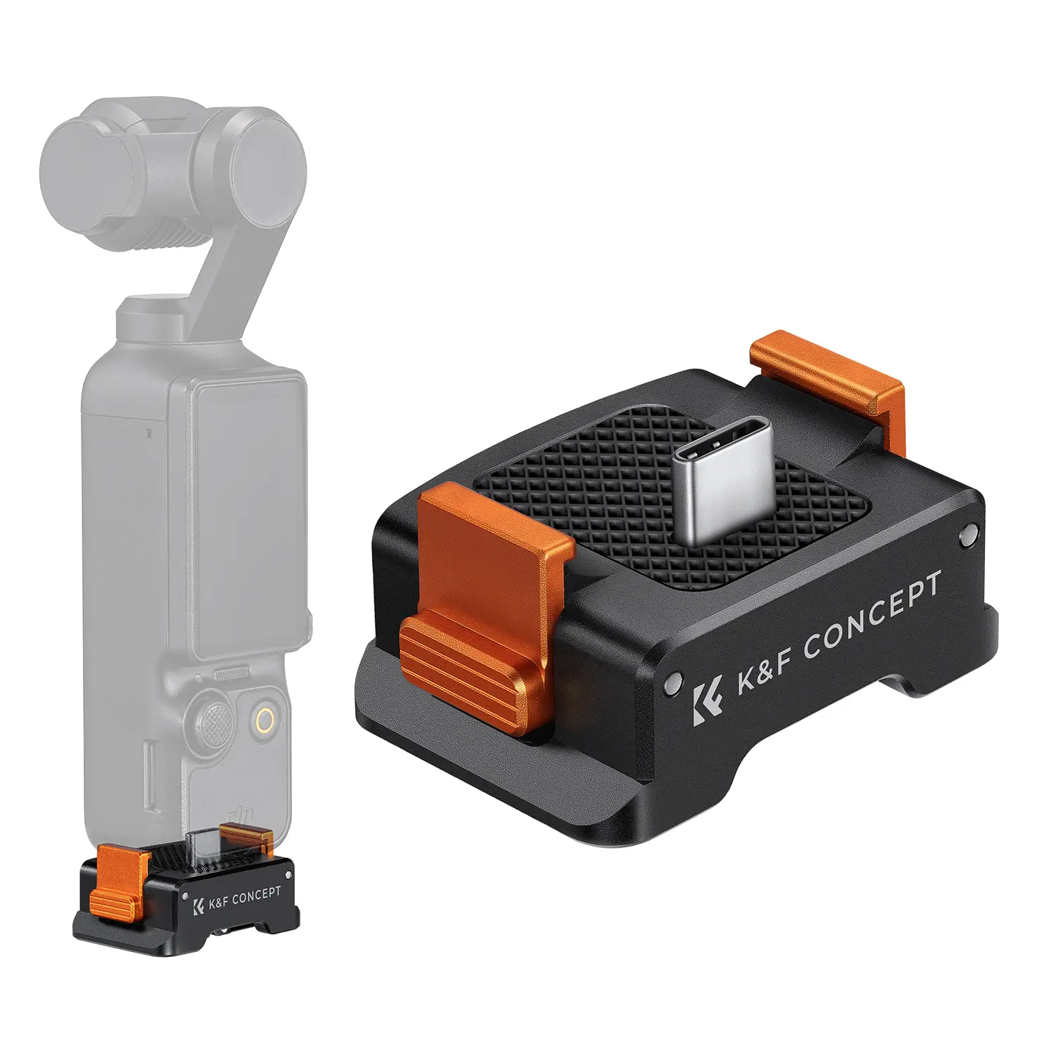 【DealsForYouDays】[K&F CONCEPT]Charging Adapter Base for DJI Osmo Pocket 3, Desktop Type-C Charging Dock Fit Arca-Swiss Standard, with 1/4 Screw Hole/Folding Finger, Aluminum Alloy Bracket