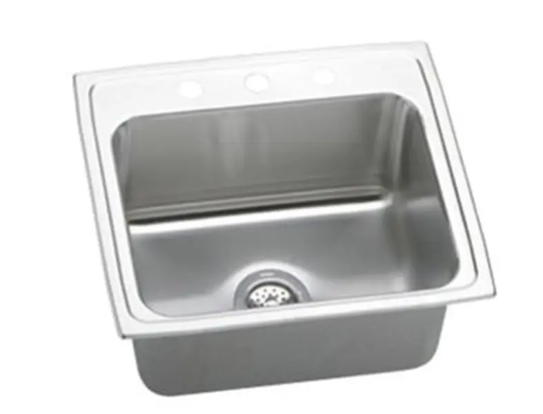 Elkay DLR2219103 18 Gauge Stainless Steel Rectangular Single Bowl Top Mount Kitchen Sink, 22x19.5x10.125 in., Rectangular Bowl