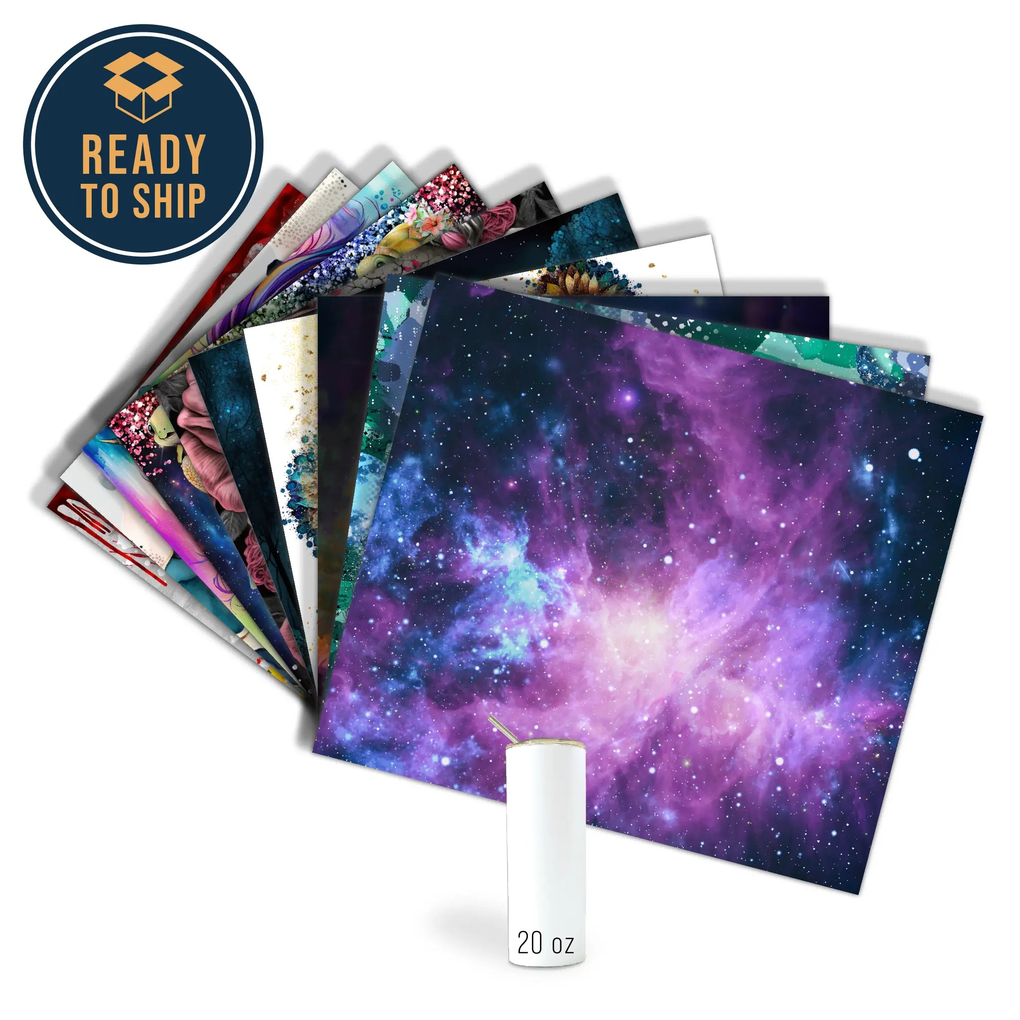 Assorted Ready to Press Sublimation Prints for 20oz Straight Skinny Tumblers (10 Pack) - Collection a