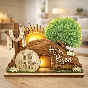 Empty Tomb Display Easter Decor, Christian Resurrection Scene Creche Decoration, He Is Risen Jesus Tomb Ornament, Wooden Cross Decorations for Farmhouse, Easter Gift for Kid, Easter Ideas 2026