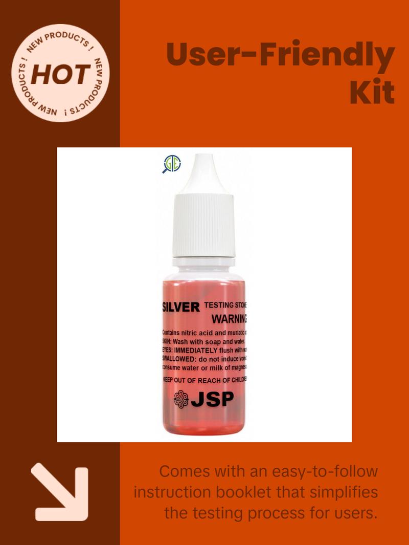 JSP & PuriTEST Gold/Silver Test Acid Tester Kit 14k 18k .999 .925 Sterling Testing Stone Detect 5-Piece Set for Jewelry Testing