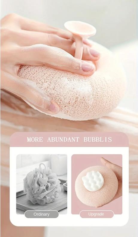 Exfoliating Bliss Bath SpongeShower Pouf Scrubber with Built-in Massage Pad for Enhanced Bathing and Silky Smooth Skin