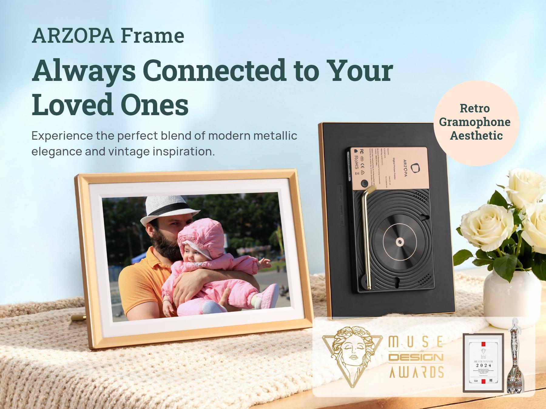ARZOPA WiFi Digital Touch Screen Photo Frame Free Unlimited Cloud Storage Touchscreen 120s Video Frame PhotoFrame Digital Picture Frame Auto Rotate for Gift Idea
