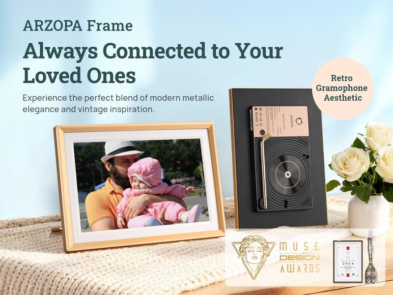 ARZOPA WiFi Digital Touch Screen Photo Frame Free Unlimited Cloud Storage Touchscreen 120s Video Frame PhotoFrame Digital Picture Frame Auto Rotate for Gift Idea