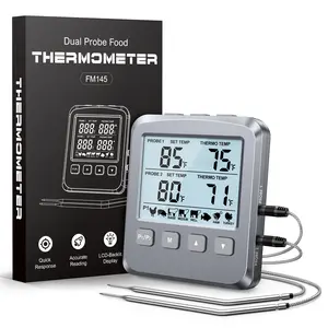 Dual Probe Meat Thermometer Digital for Cooking, Grilling & Smoking with Large LCD Backlight & Alarm, Kitchen Food Grill Thermometer, Smoker Accessories for BBQ, Oven, Oil Fry, Gifts for Men