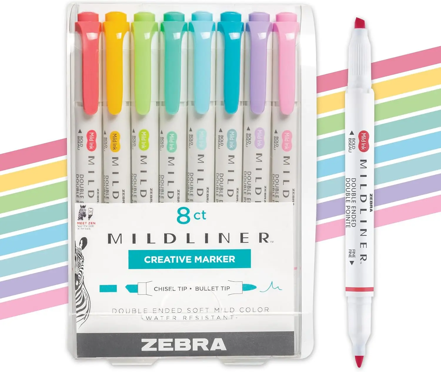 MILDLINER No Bleed Dual-Tip Bible Mildliners, Assorted Colors 8-Pack for Arts & Crafts Education, Highlighter, Mildliners Highlighters