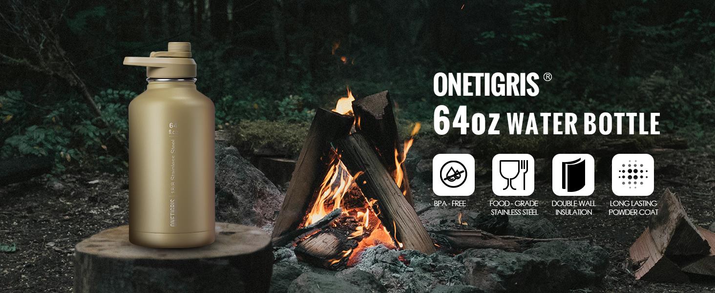 OneTigris 64oz Portable Cold & Hot Stainless Steel Water Bottle with Straw - Reusable Drinkware, Washable Tumbler, Perfect Gift for Dad & Mom Vacuum Insulated Flask Insulated Thermos