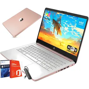 HP 2025 New Student Business Laptop Intel N150 CPU 14 Inch LED 16GB RAM 384GB Storage Pale Rose Gold Wi-Fi 6 Copilot AI Windows 11 Pro