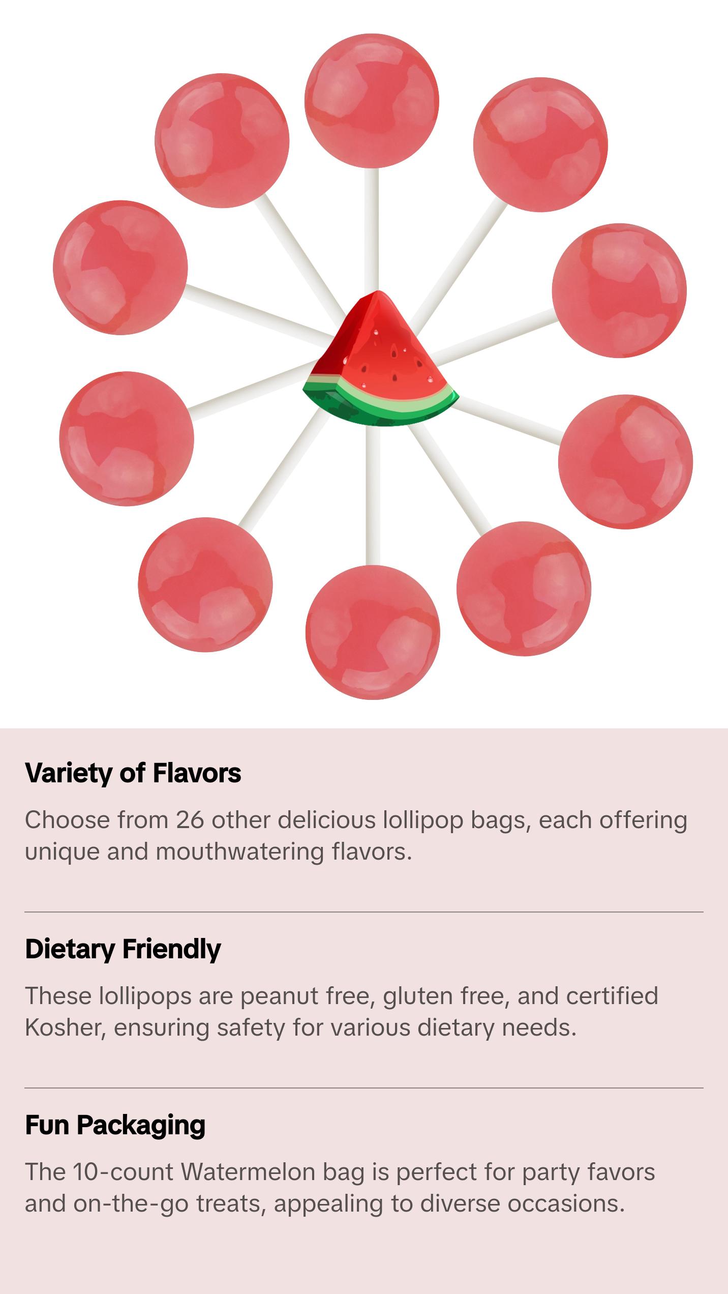 10ct. Watermelon Lollipop Bag 10ct. Watermelon Lollipop Bag