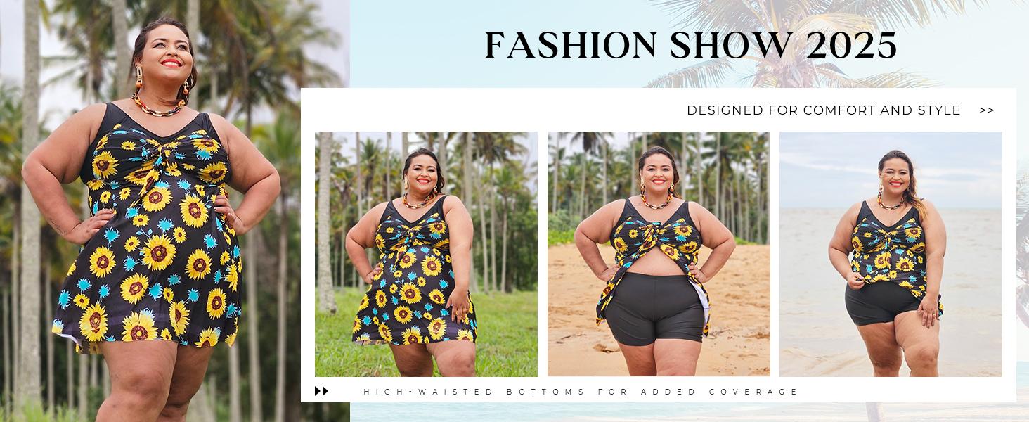 Hanna Nikole Women's Two Piece Swim Dress Plus Size Tummy Control Floral Printed Swimwear Swimsuits with Boyshort Tankinis Set Swimdress Outdoorfun