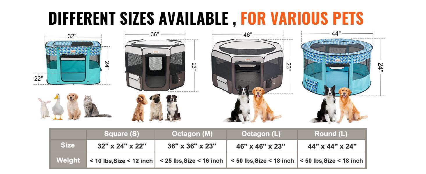 VEVOR Foldable Pet Playpen, TikTokShopBlackFriday, 46 inch Portable Dog Playpen, Crate Kennel for Puppy, Dog, Cat, Premium Waterproof 600D Oxford Cloth, Removable Zipper, for Indoor Outdoor Travel Camping Use VEVOR Foldable Pet Playpen, TikTokShopBlackFriday, 46 inch Portable Dog Playpen, Crate Kennel for Puppy, Dog, Cat, Premium Waterproof 600D Oxford Cloth, Removable Zipper, for Indoor Outdoor Travel Camping Use