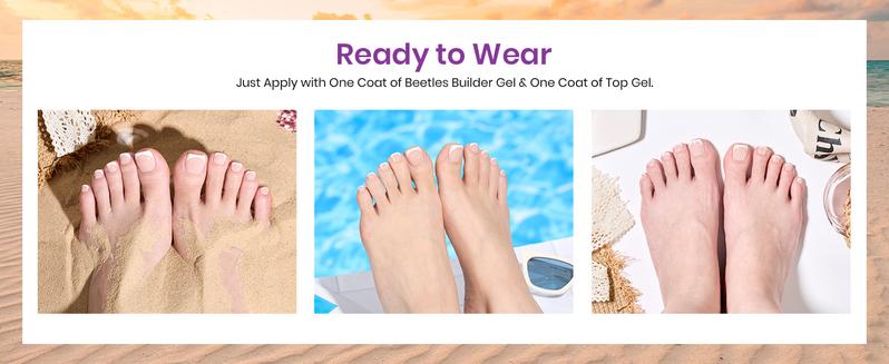 Beetles French Tip Press On Nails French Gel Nail No File Need  Fake Nails  4-in-1 DIY Manicure for Nail Extension Designs for Women