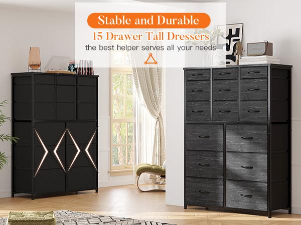 【Clearance】Raybee Furniture Viral Dresser for Bedroom with 12 Storage Drawers, Tall Dressers for Bedroom, Living Room, Apartment with Heavy Duty Wood Top and Metal Frame, Closets Storage Orgainzer, Dresser Tower, Chest of Drawers