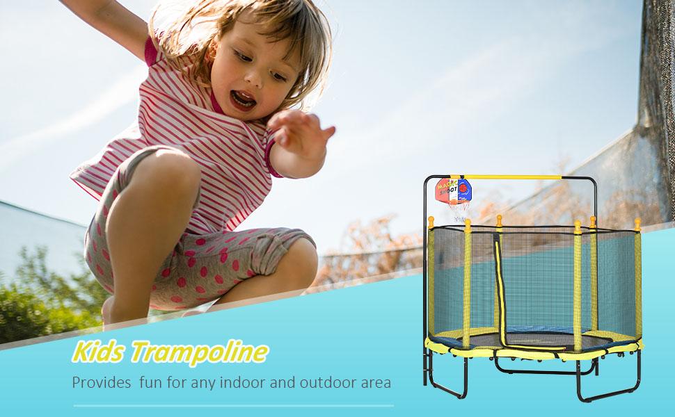 Outsunny Trampoline for Kids with Safety Enclosure Net, Mini Toddler Trampoline, Recreational Trampoline for Indoor Outdoor, Gifts for Boy and Girl Outsunny Trampoline for Kids with Safety Enclosure Net, Mini Toddler Trampoline, Recreational Trampoline for Indoor Outdoor, Gifts for Boy and Girl