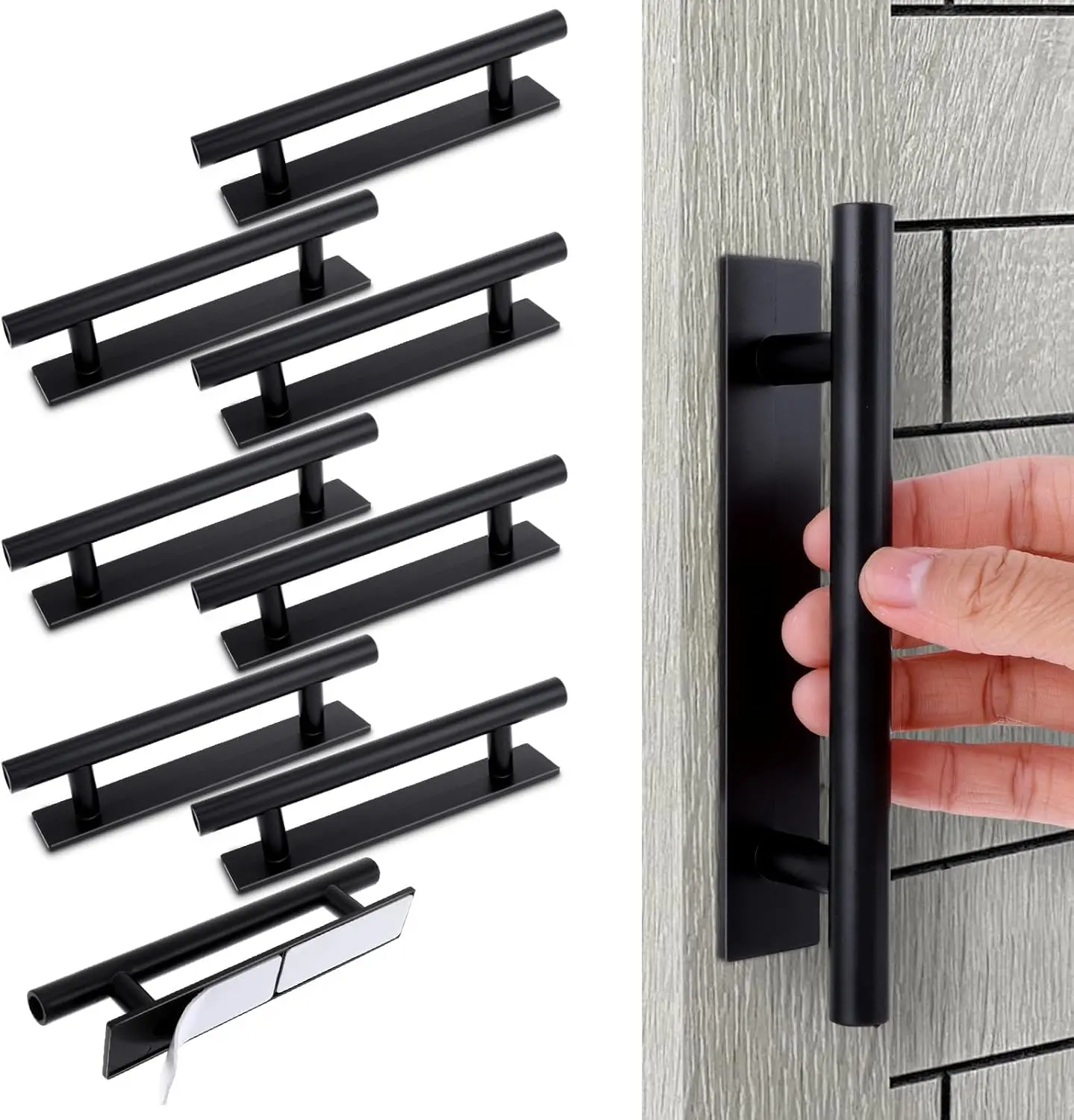 Handles Pulls 8 Pack Adhesive Cabinet  Drawer Pulls Stick Door Handles ABS Stick on Cabinet Handle Instant Plastic Pull Push