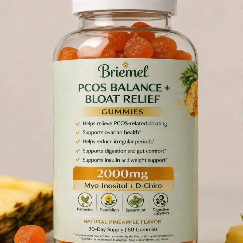 PCOS Balance Daily Wellness Chewable Supplement Gummies - 2000mg Natural Inositol for Adults, Hormone Aid, Anti Bloat Vitamins, Energy Boost, Reduces Irregular Periods, 60 Pieces