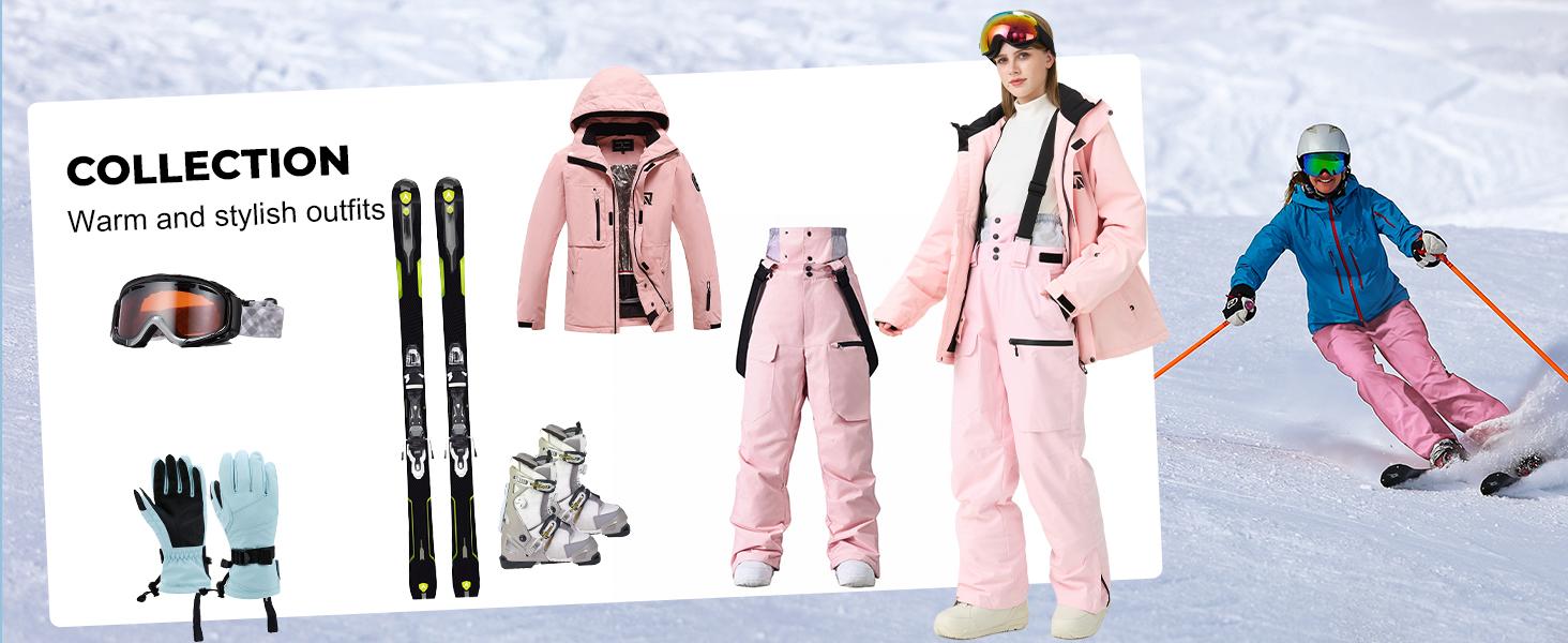 YEEFINE Women Baggy Ski Pants Men Snow Bibs Snowboard Overall Insulated Windproof Waterproof for Winter Outdoor Sports
