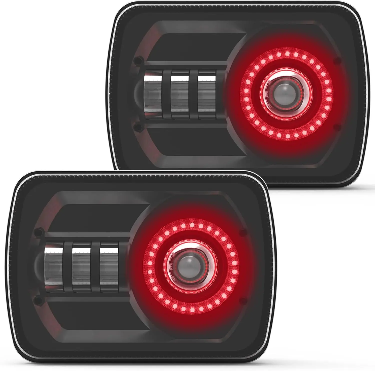 5x7 LED Headlight 7x6 H6054 Headlights with Red Halo Amber Turn Signal Compatible with S10 Blazer Express Van/Wrangler YJ XJ Cherokee Truck Van