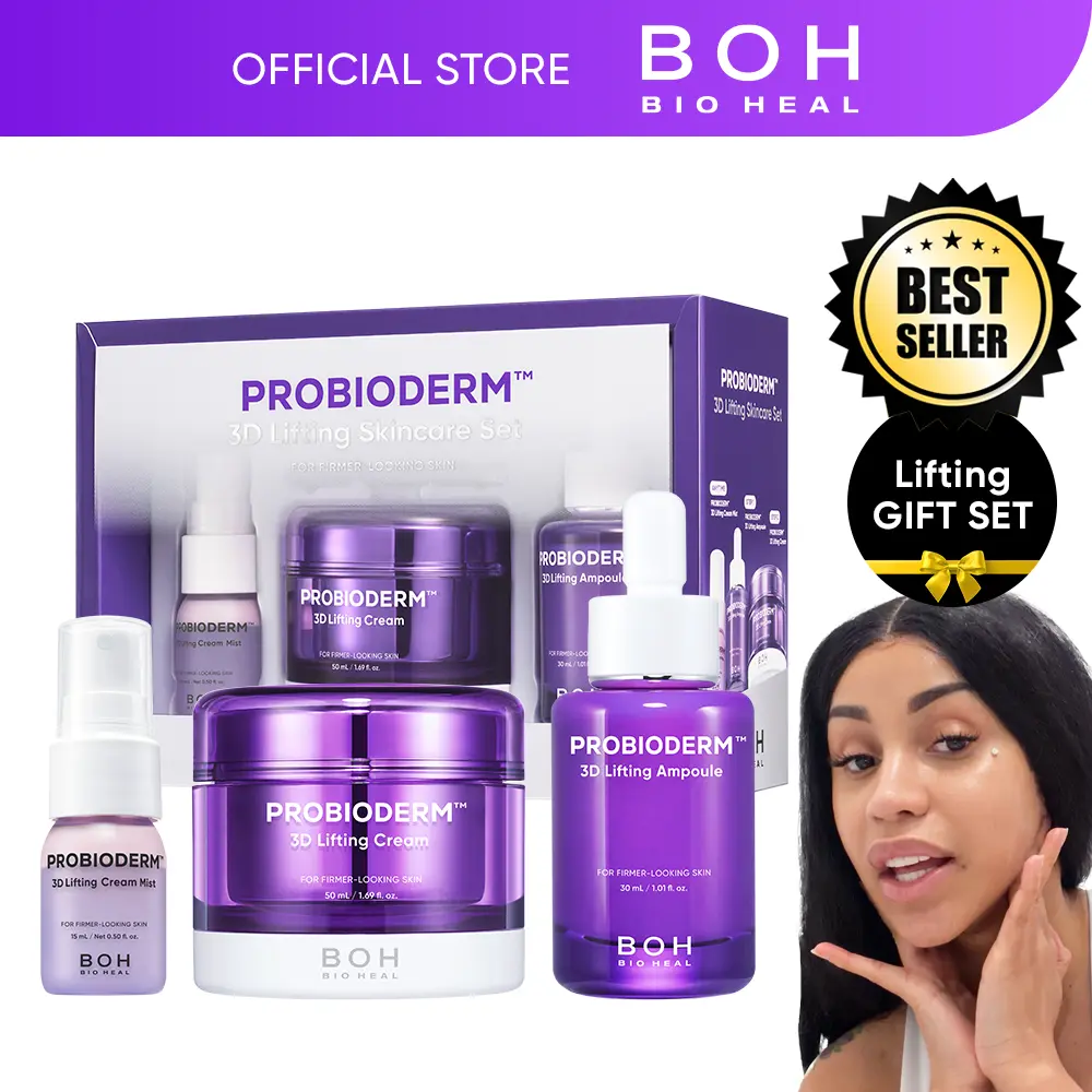 [Cardi B Pick] BIOHEAL BOH Probioderm 3D Lifting Skincare Set | Korean Night Cream, Serum & Face Mist for Lifting & Firming | Perfect Anti-Aging Routine for Dry, Dull, Saggy Skin | Mother’s Day Gift