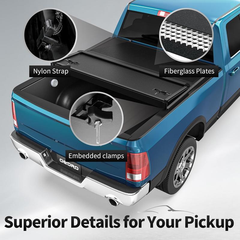 [Fits 2017-2026 Honda Ridgeline] 5 Ft Bed, FRP Hard Tri-fold Truck Tonneau Cover