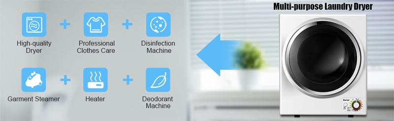 Costway - 1.5 Cu .ft Clothes Dryer with Stainless Steel Tub,Compact Laundry Dryer, 110V Electric Portable Clothes Dryer with Stainless Steel Tub, Control Panel Downside Easy Control for 4 Automatic Drying Mode