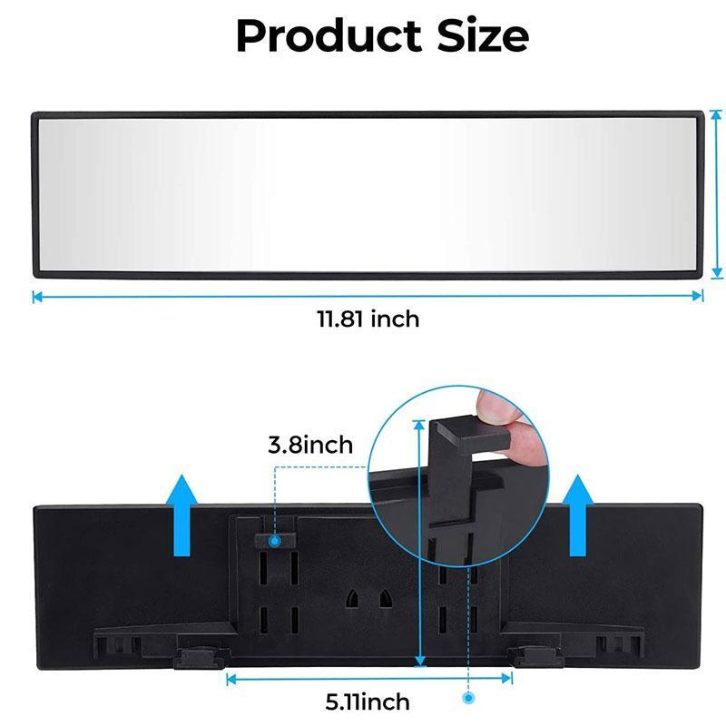 L- Inch Panoramic Convex real view Mirror, Interior Clip-on Wide Angle to Reduce Blind Spot Effectively for Car SUV Trucks Clear Visibility Safety Install Rearview High Definition