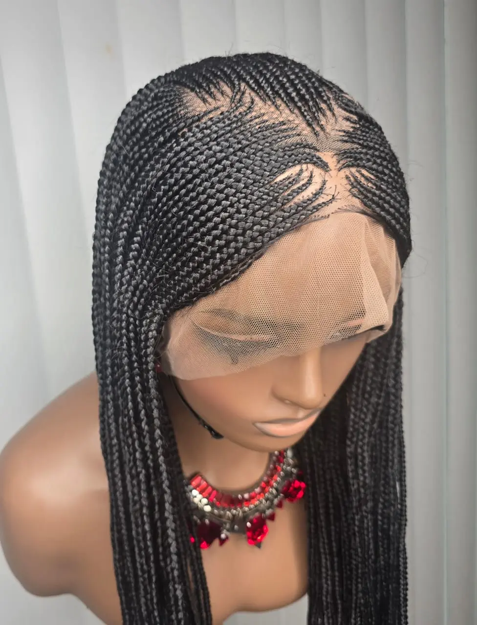 36-Inch Black Cornrow Synthetic Braided Wig – Long, Stylish and Ready to Wear