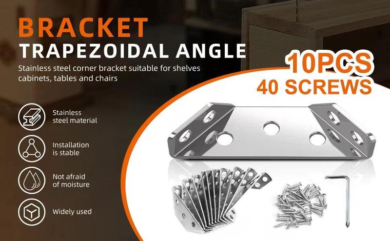 10-40pcs Corner Bracket with Screws,Universal Stainless Steel Furniture Corner Connector, Heavy Duty Triangular Support Angle Brackets for Wood Furniture, Cabinets, Tables, and Chairs