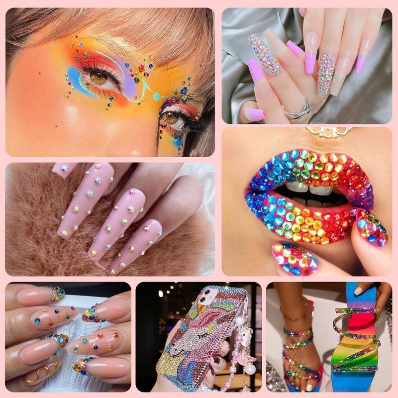 20000Pcs Resin Jelly Rhinestones for Bedazzling, Multicolor 3mm Flatback Rainbow Gems, Bedazzling Crystal with 5Pcs 2.5g Jewelry Glue, Rhinestone Picker for DIY Crafting Clothes Shoes Nail Art