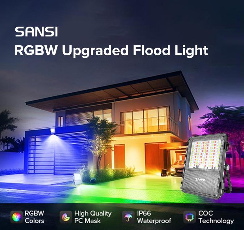 SANSI Christmas RGBW LED Outdoor Flood Lights 80W/120W/160W, Energy Efficient, Ideal for Pool Parties, Stage, & Landscape, IP66 Waterproof, 2-Pack, Perfect for Halloween , Halo Landscape Light, Outdoorfun Decorative TikTokShopBlackFriday