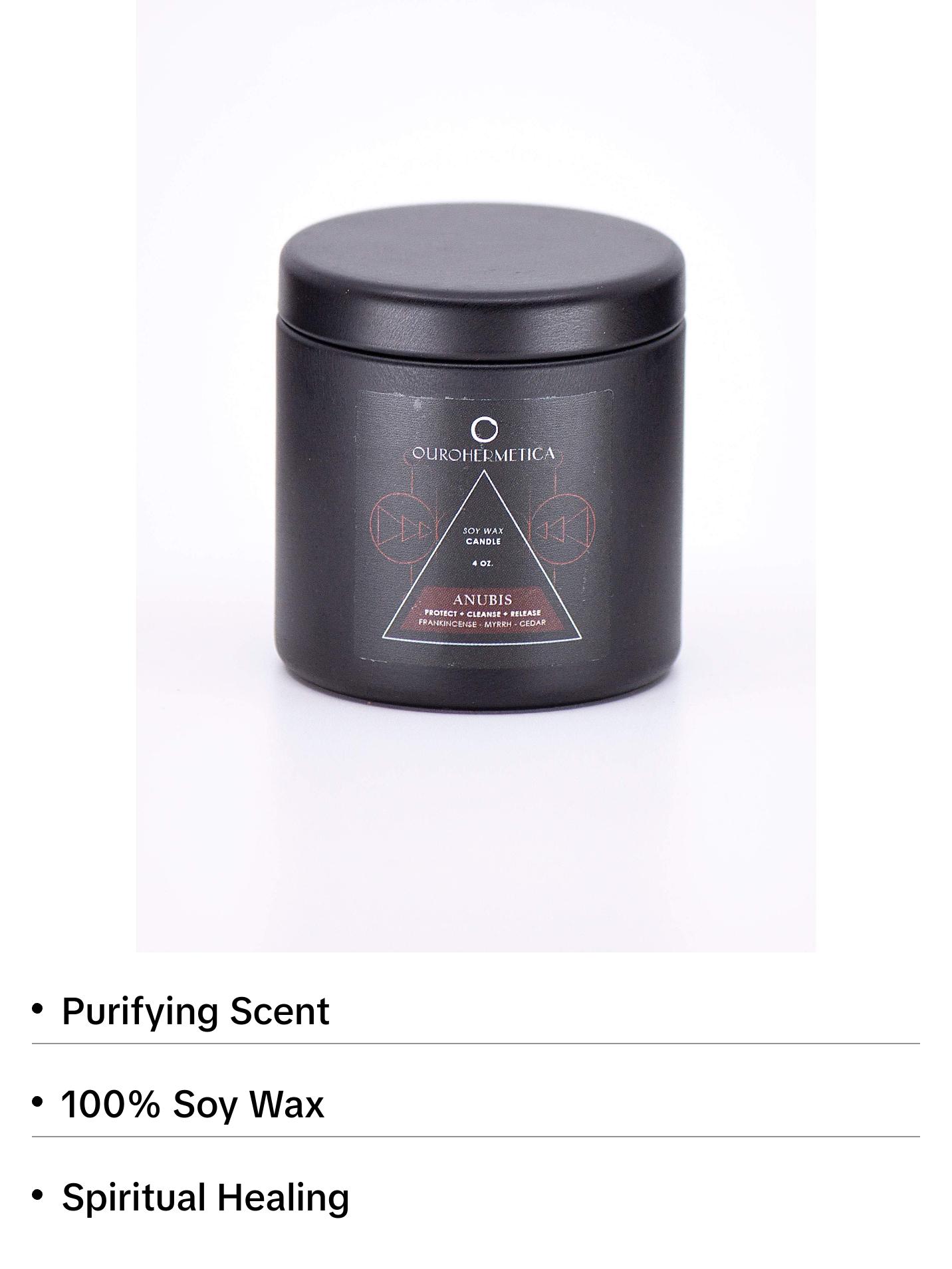 Anubis Ritual Soy Candle with Botanicals & Black Tourmaline