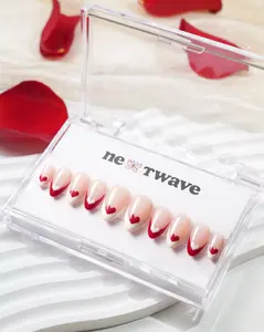 Nextwave Nails Valentines's Day Collection - Press-On Nails Handmade Artificial Nails with Adhesive Backing for Easy Application & Removal Perfect for Special Occasions & Multi-Time Use Available in S M L Sizes