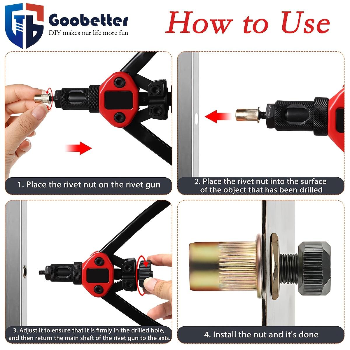 Rivet Nut Tool Kit, 16-Inch Rivnut Tool with 15 Metric & SAE Mandrels and Rivet Nut Gun, 200pcs Rivnut Tool Kit Assortment, Nutsert Tool Kit with Carrying Case
