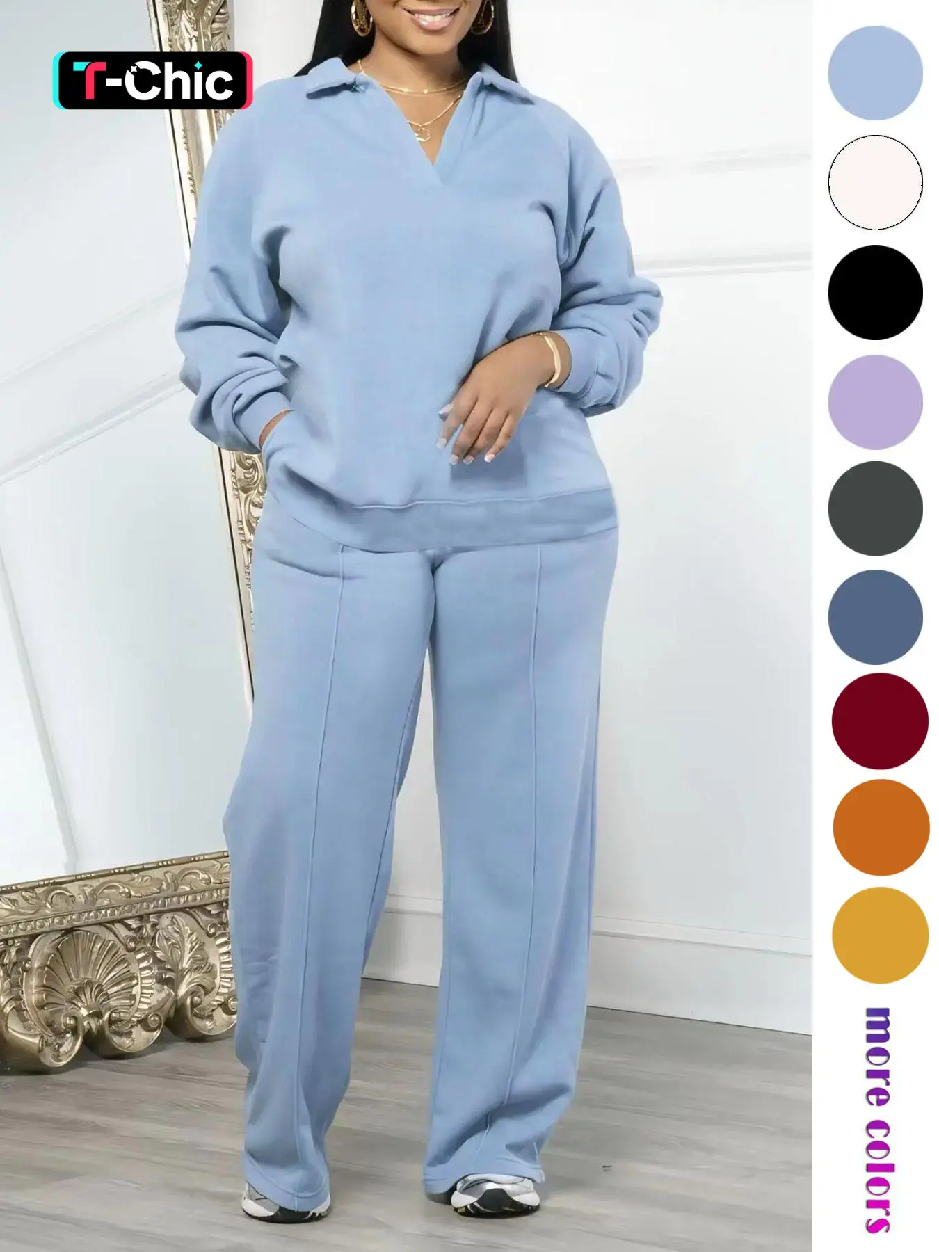 Women's Solid Basic Long Sleeve Sweatshirt & Drawstring Adjustable Waist Pants Set, Casual Fashion Cozy Two-piece Outfit for Daily Outdoor Wear, Women's Clothes for All Seasons, Womenswear