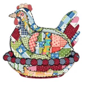 Faux Patchwork Hen On Nest Ready To Press Heat Transfer 11"