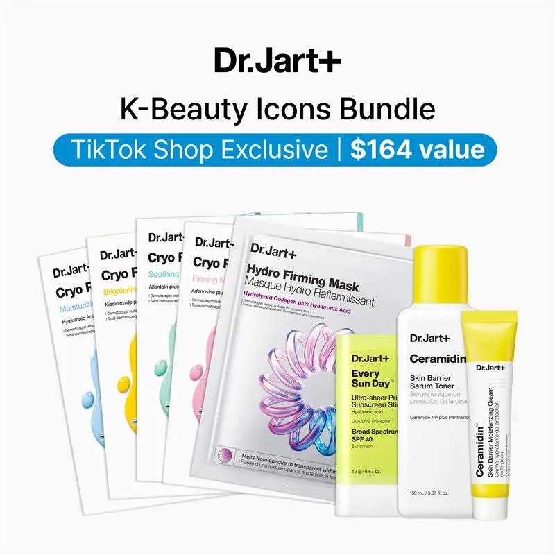 Dr.Jart+ Korean Skincare Mega Value Set | Cryo Rubber Masks + Ceramidin Barrier Routine + Sunscreen Stick | Instantly Hydrate, Firm, Soothe & Glow K-Beauty Bundle